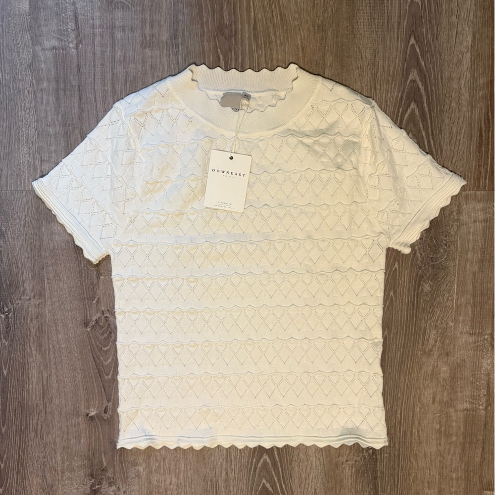 DownEast Cream Textured Women's Top